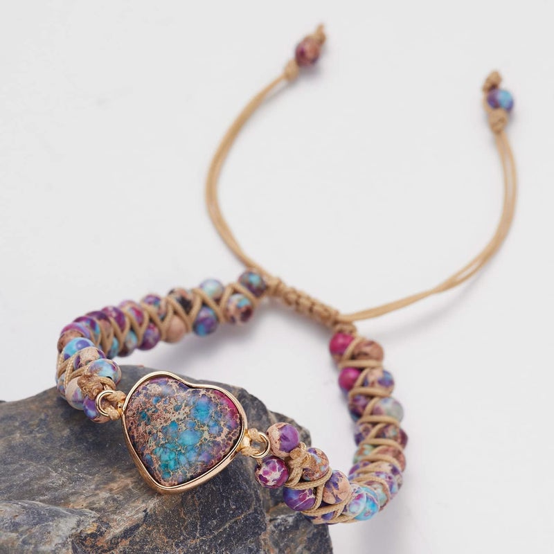 DivaGlamz To My Granddaughter-Infinity Forever Love Heart Bracelet, Natural Emperor Stone Double Layer Purple Beaded Woven Wrap Bracelets Adjustable Mind Peace Gift Jewelry - Image 4
